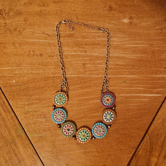 Colorful Rustic flower necklace - Picture 2 of 2